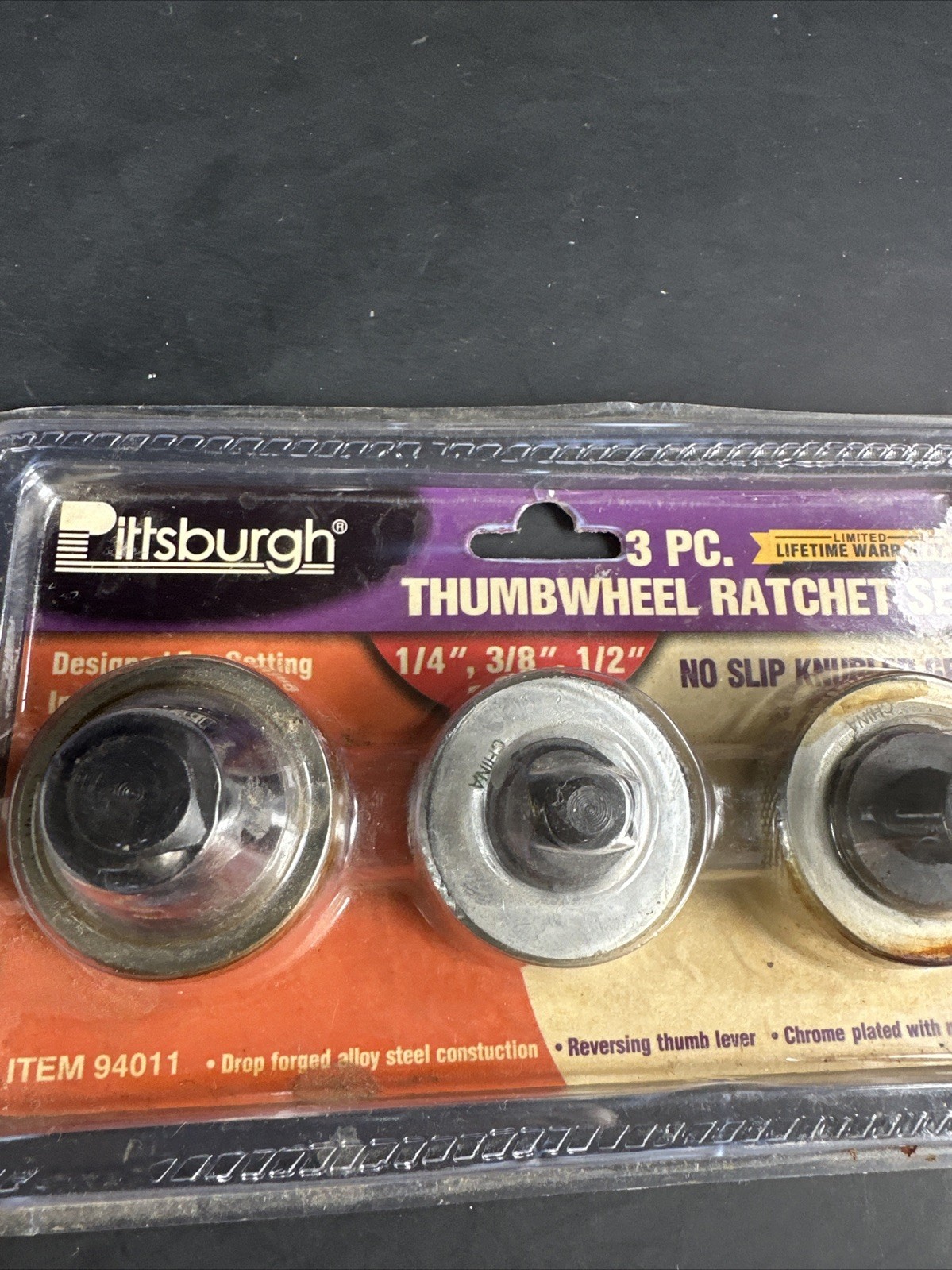 Pittsburgh 3 Pc Thumbwheel Ratchet Set 1/4” 3/8” 1/2” Item 94011 NOS #R131