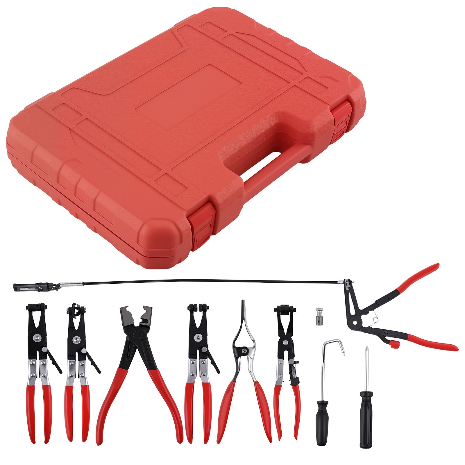 9PC Wire Hose Clamp Clip Pliers Set Swivel Jaw Fuel Oil Water Hose Auto Tool Kit