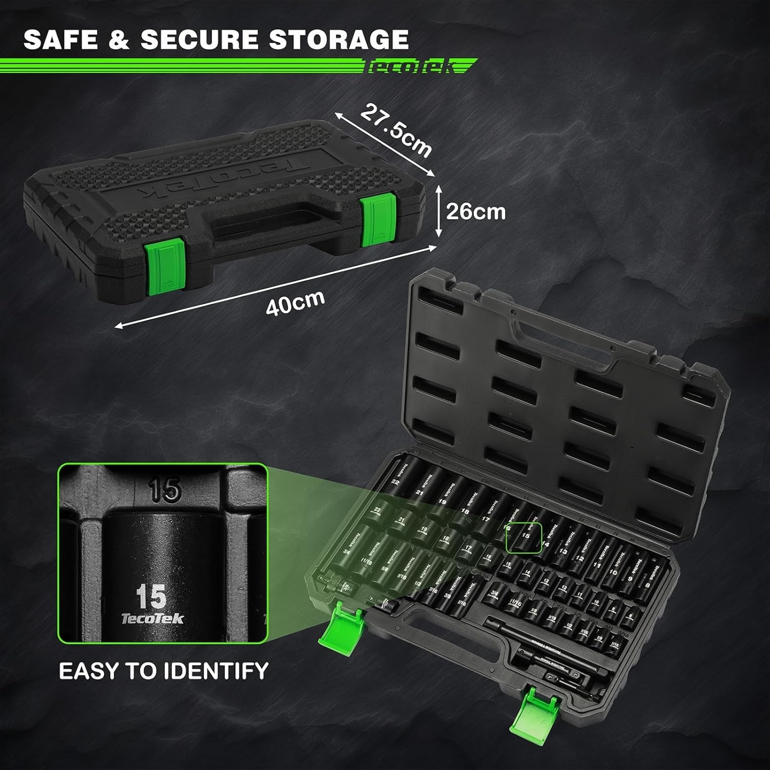 Durable 3/8″ Drive Impact Socket Set, 49-Piece SAE & Metric with Extension Bars