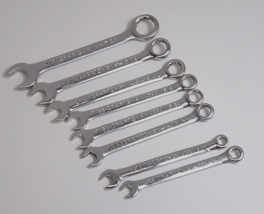 Craftsman SAE 8 pc Ignition Wrench Set 5/32″ – 7/16″ 43941-43948 Vintage USA