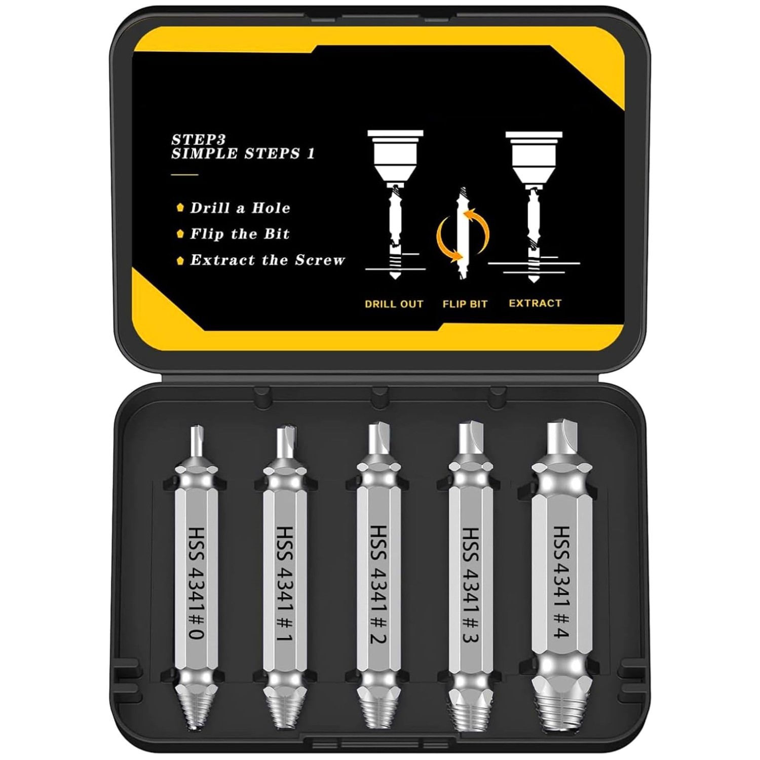 Industrial Grey Finish Screw Extractor Set