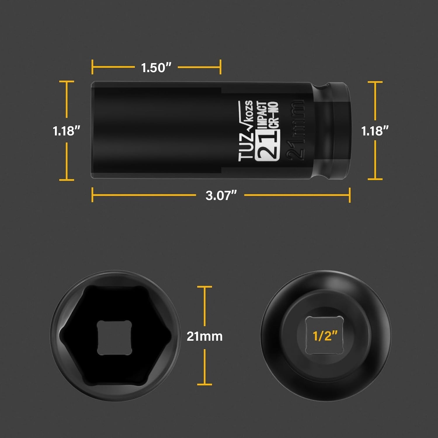 1/2” Drive 21mm Deep Impact Socket, CR-MO Steel – Ultimate Durability Guaranteed