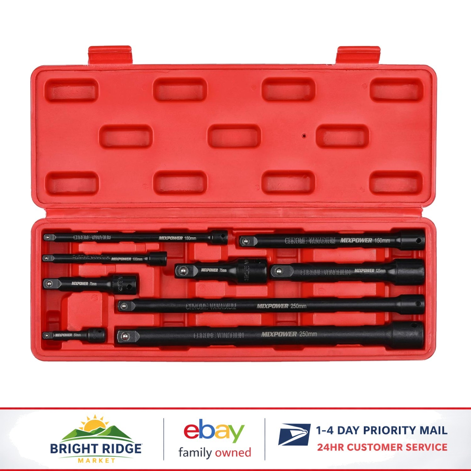 Durable Extension Bar Set for 1/4, 3/8, and 1/2 Drive with Locking System