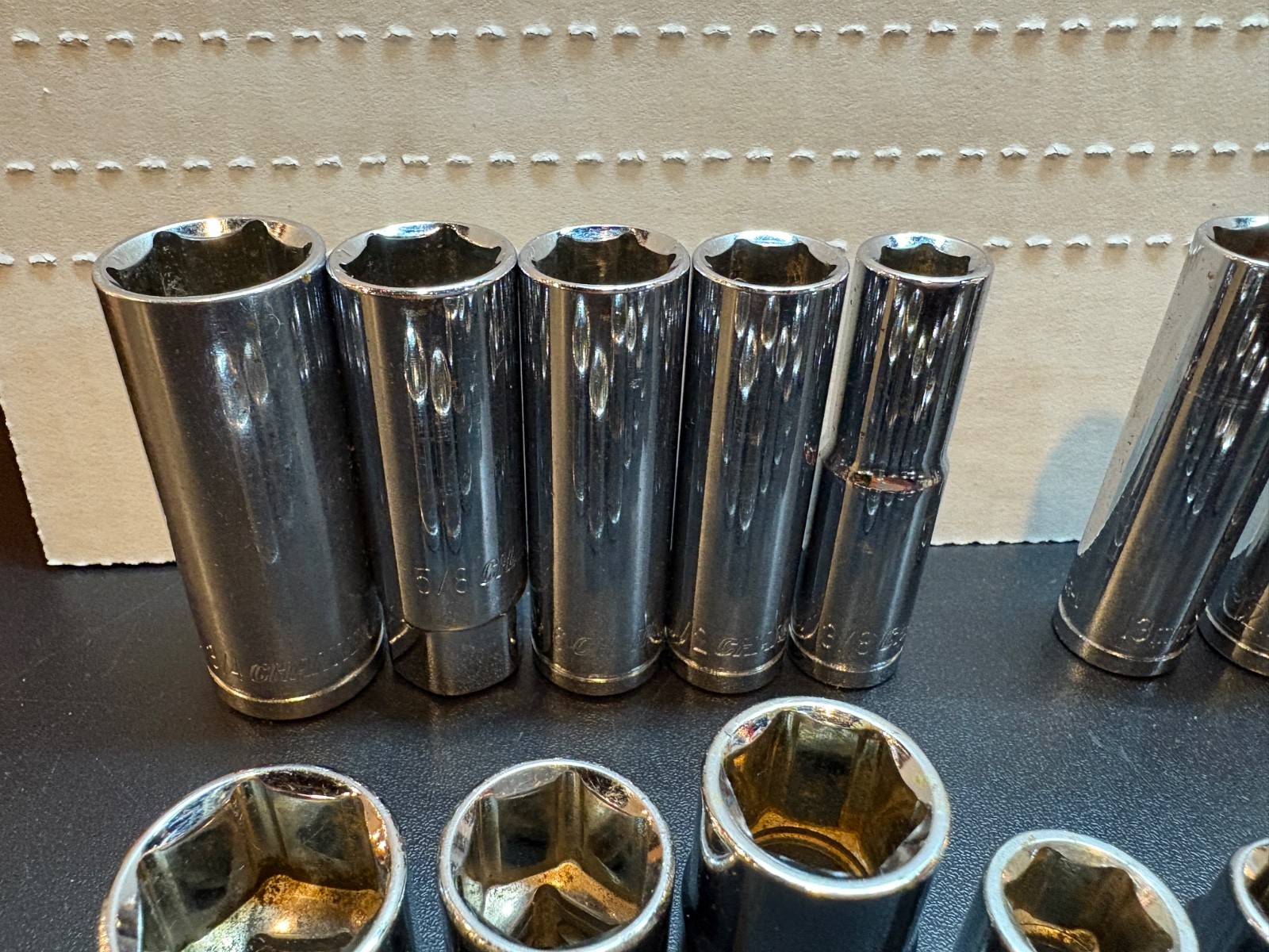 Channellock Socket Lot of 18 SAE & Metric 3/8″ and 1/2″ Drive Deep Shallow USA