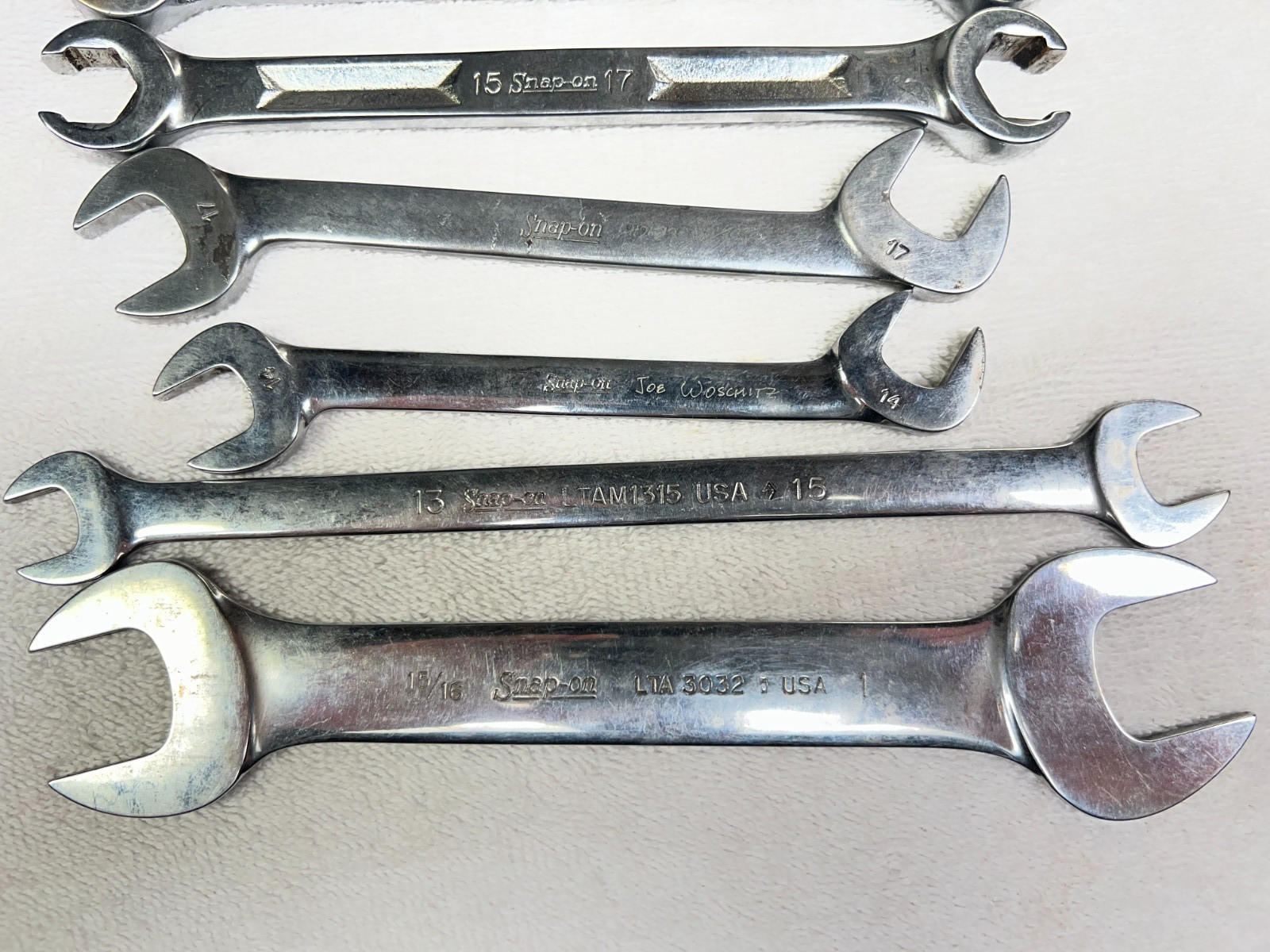 Snap On wrenches Open end/Flare/L shaped some are SAE some Metric Lot of 9