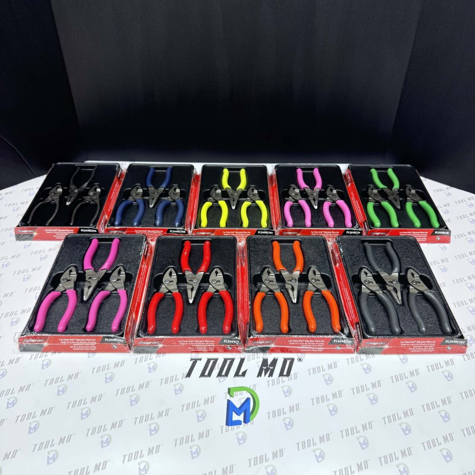 Snap-on Tools USA NEW 27PC Talon Grip Slip Joint Plier Color COLLECTION PL344BCF