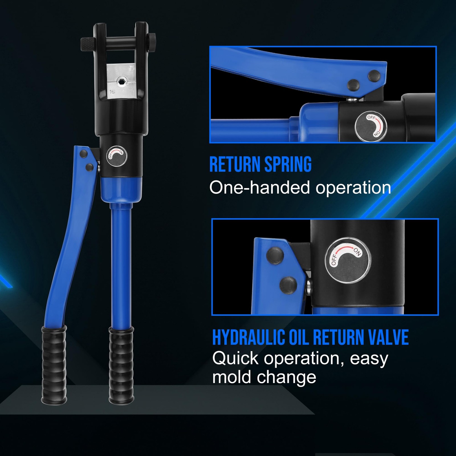 19 Packs Hydraulic Cable Lug Tool with durable case, 4 AWG to Blue