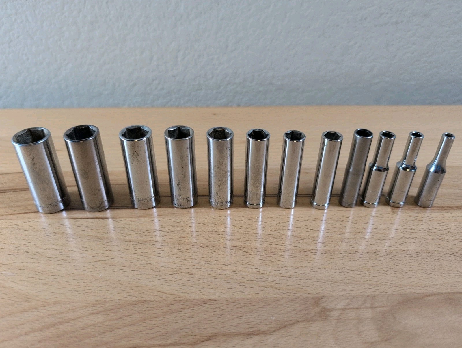 Mixed Lot of 12 Metric 1/4″ Drive Deep Sockets Armstrong Craftsman Powerbuilt