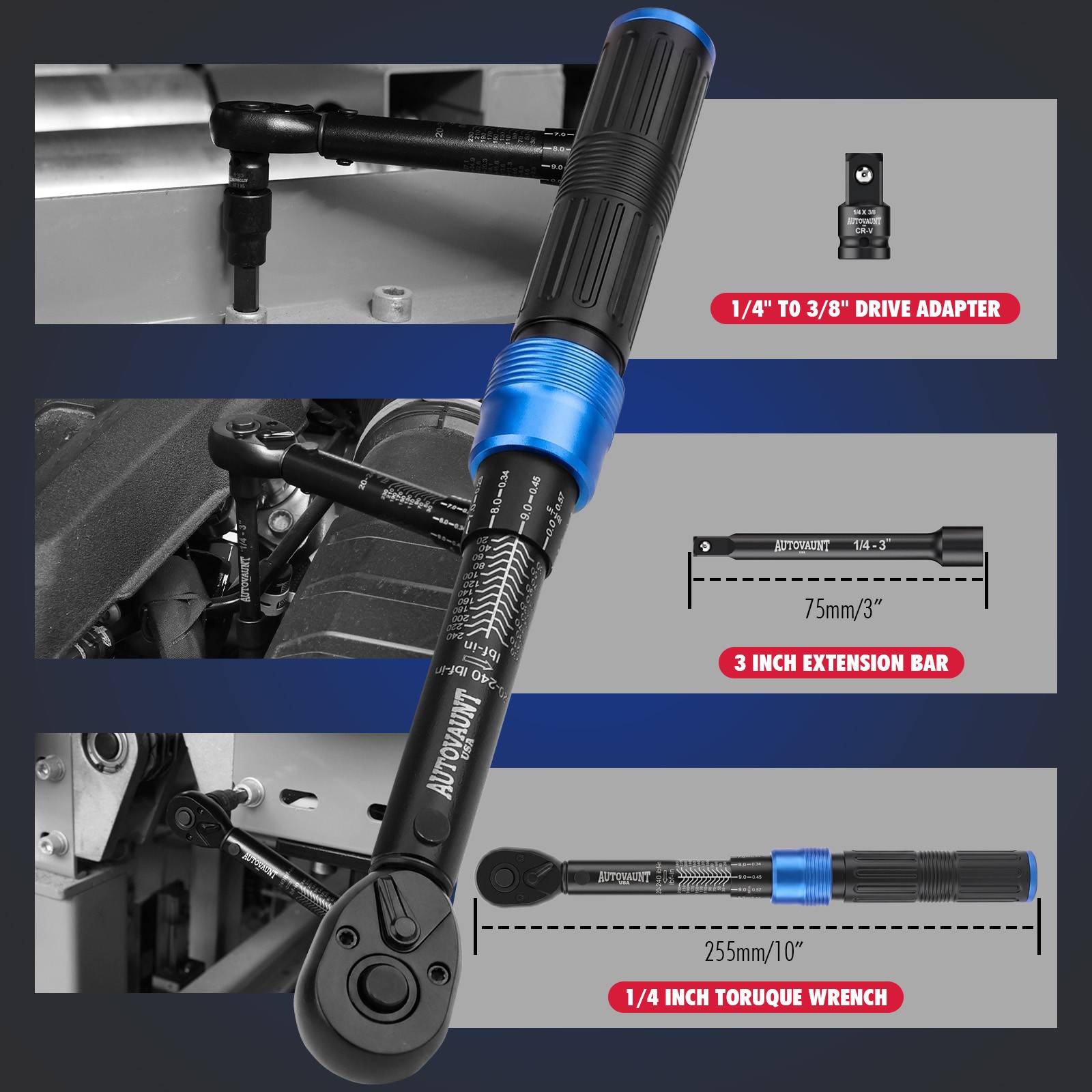 1/4″ Torque Wrench Snap Socket Professional Drive Click Type Ratcheting