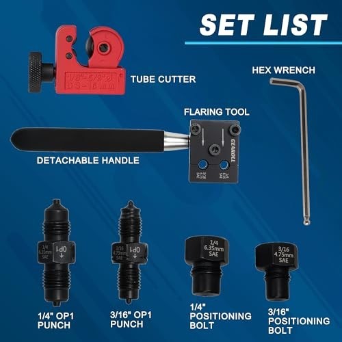 Brake Line Flaring Tool Kit – 3/16″ & 1/4″ Double Flare Tool for Brake & Hydraul