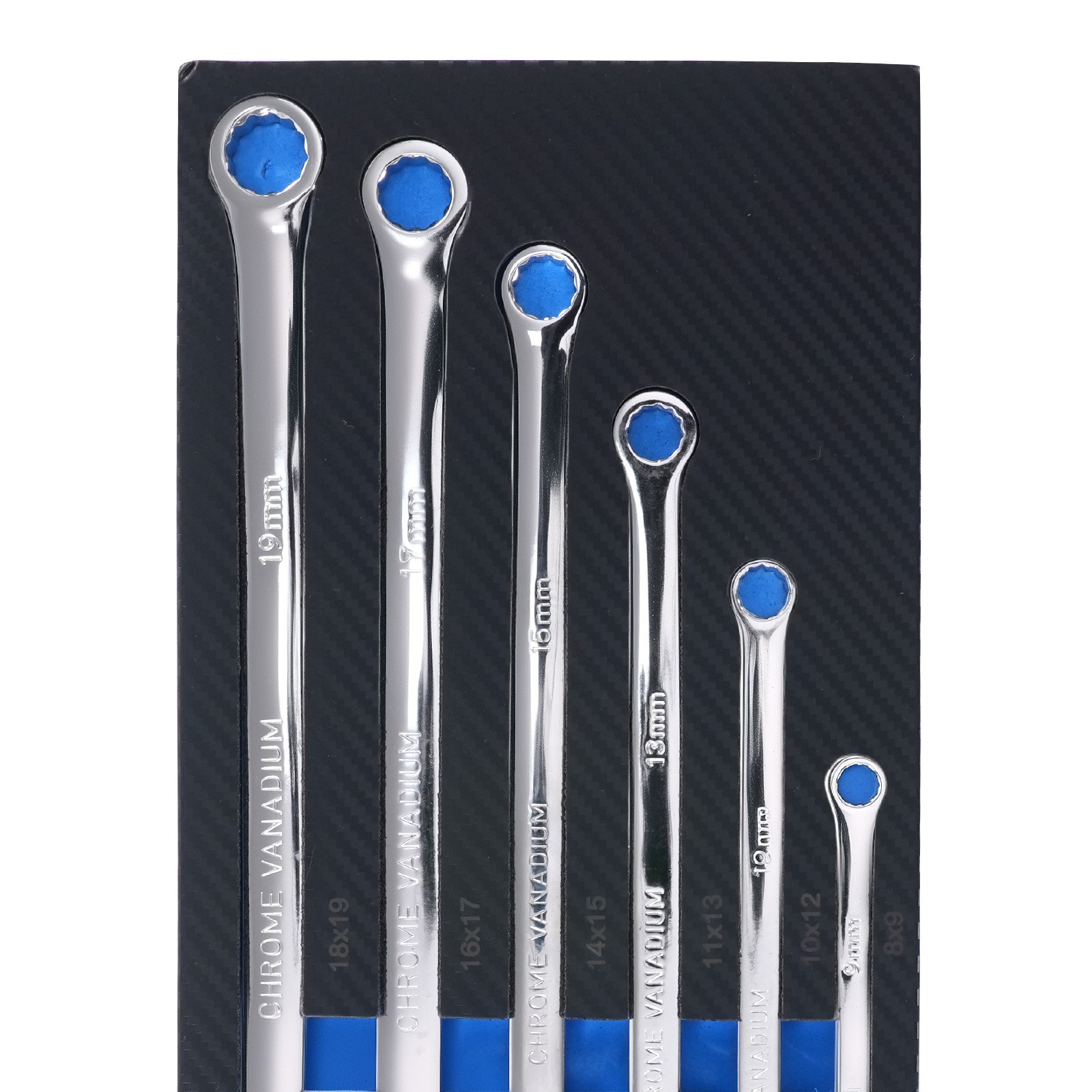 Box-End Wrench Set 6PC Extra Long Metric Heavy Duty 12 Point Steel 8-19mm