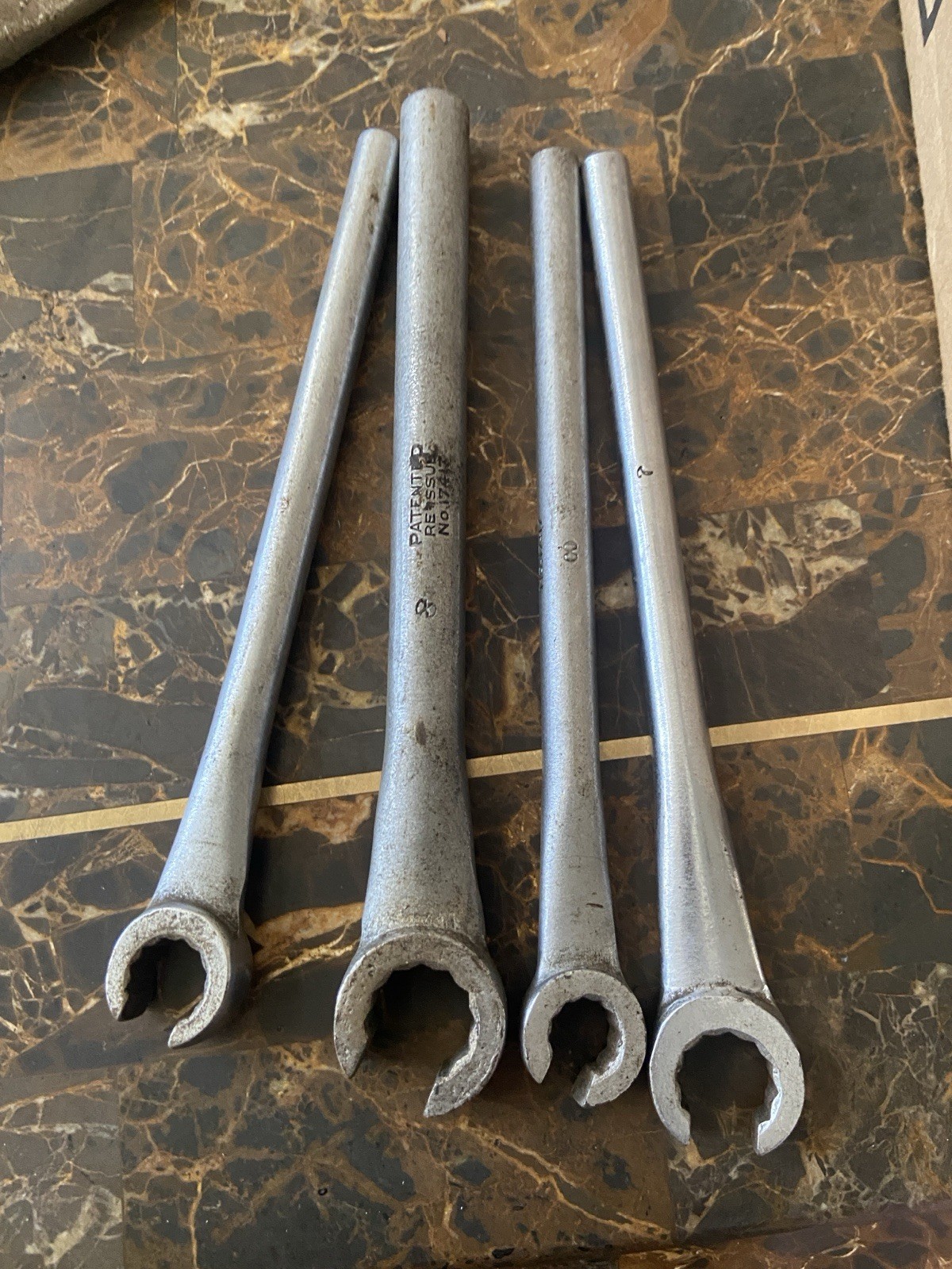 4 PRE-OWNED RX FLARE NUT WRENCHES 7/16, 9/16, 3/8, 1/2 Blue point