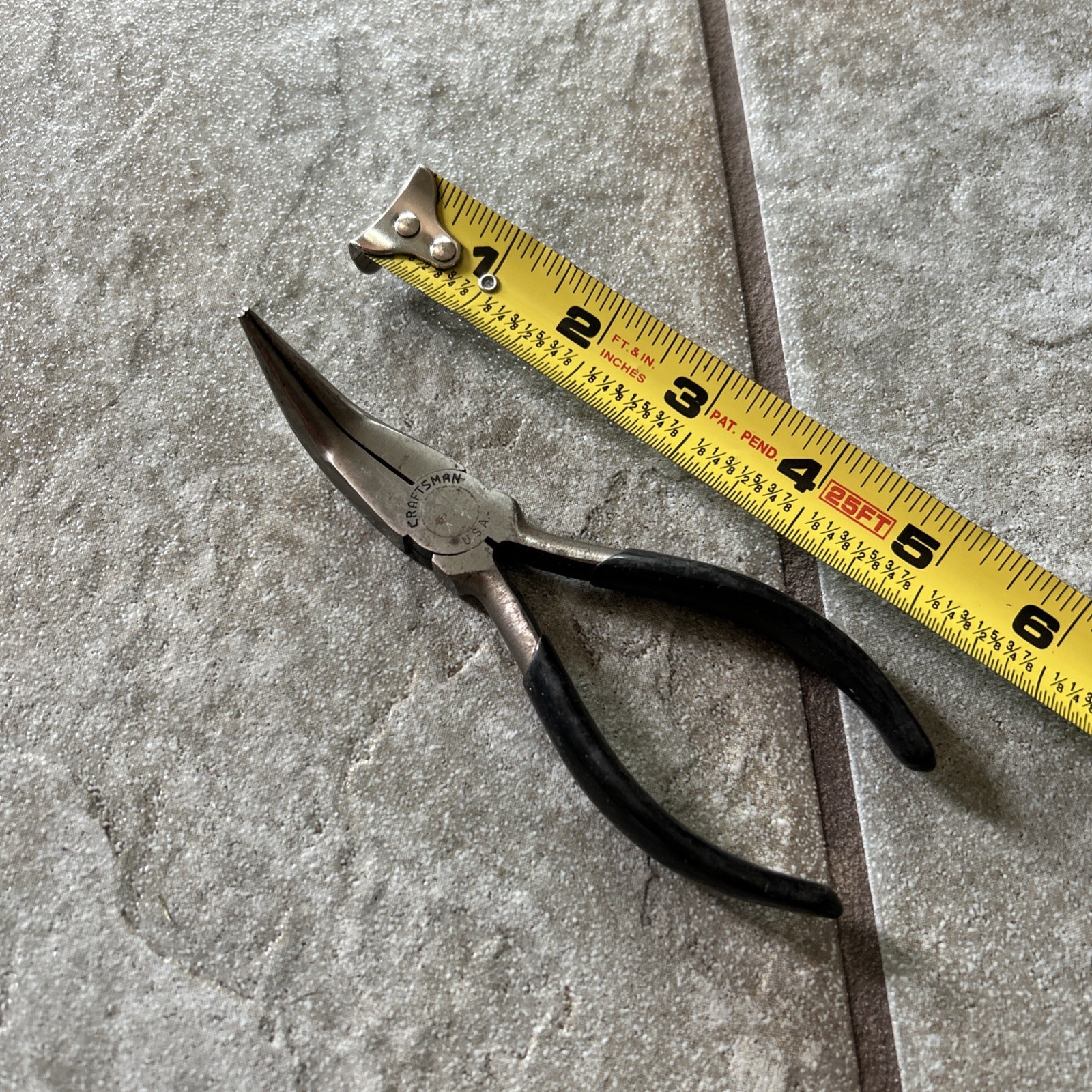 Craftsman Tools USA «C» Stamp 5.5″ Long Black Grip Bent Needle Nose Pliers