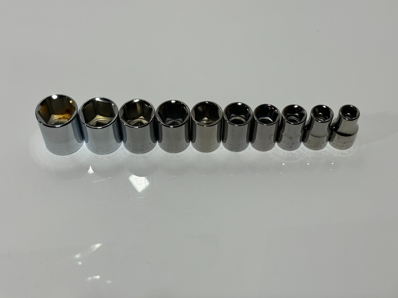 Craftsman USA (NOS) 10pc SAE 7/16″ – 1″ Shallow Socket Set – 1/2″ Drive, 6 Point