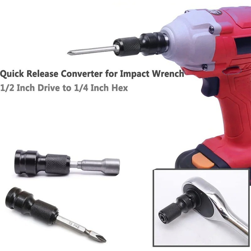 1/2 inch Square To 1/4 inch Hex Ratchet Socket Wrench Socket Adapter For Impact
