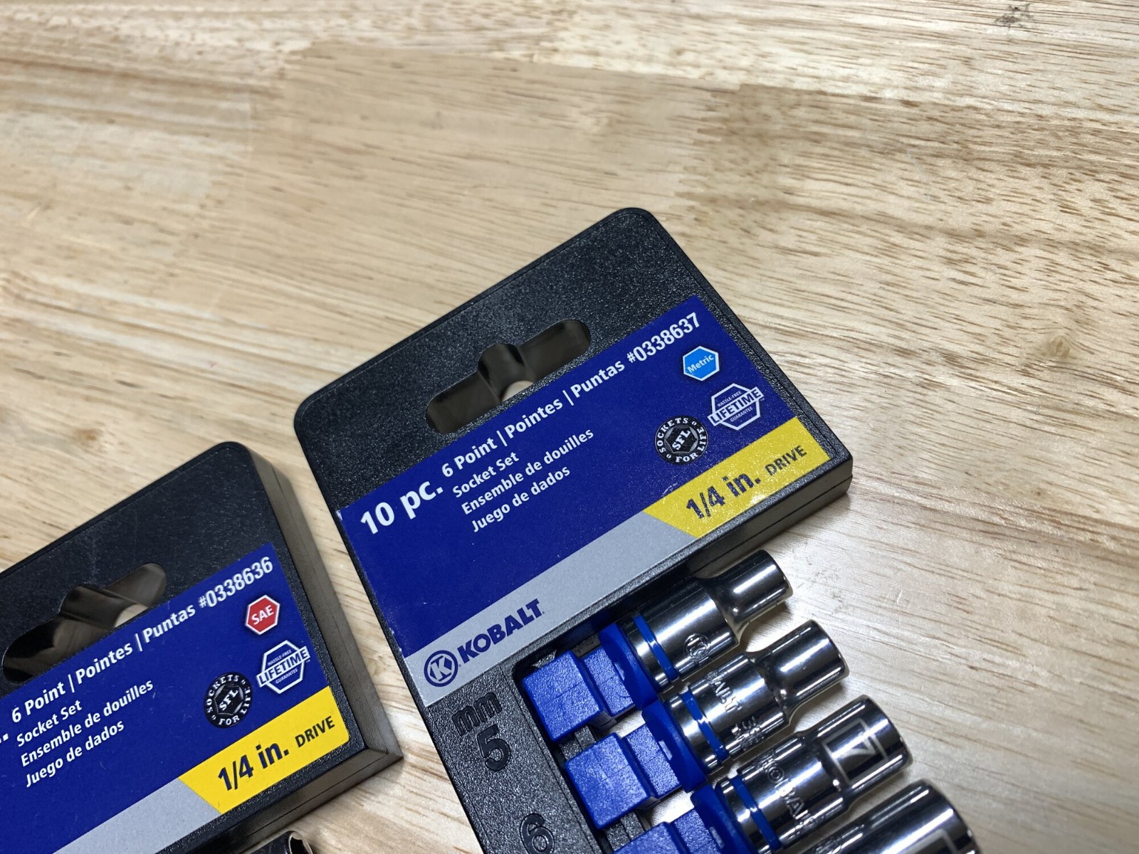 2 New Old Stock Kobalt 1/4″ Drive Socket Sets Metric & SAE 10-piece 6-point