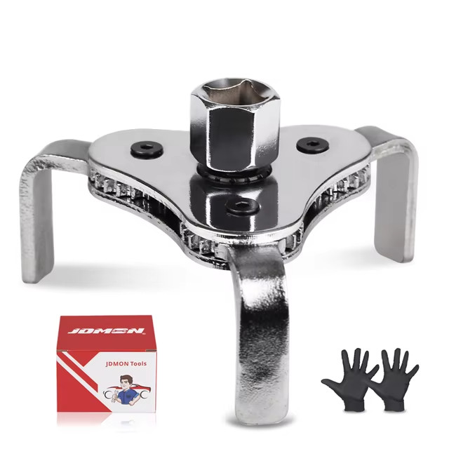 Universal Adjustable Oil Filter Wrench 55-115mm Three Claw FREE GLOVES