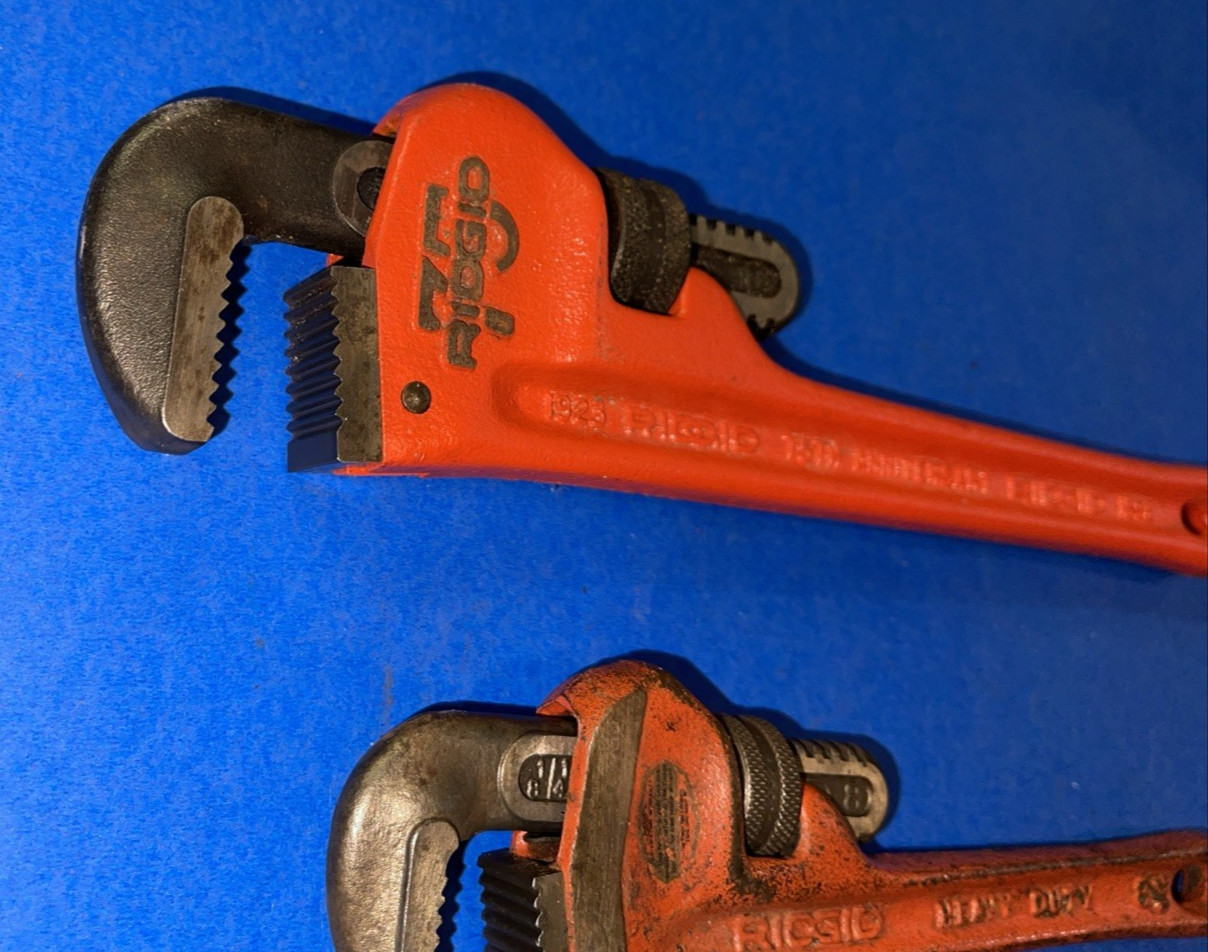 RIDGID TOOLS 2PC 10 INCH 75TH ANNIVERSARY & 8 INCH PIPE WRENCHES