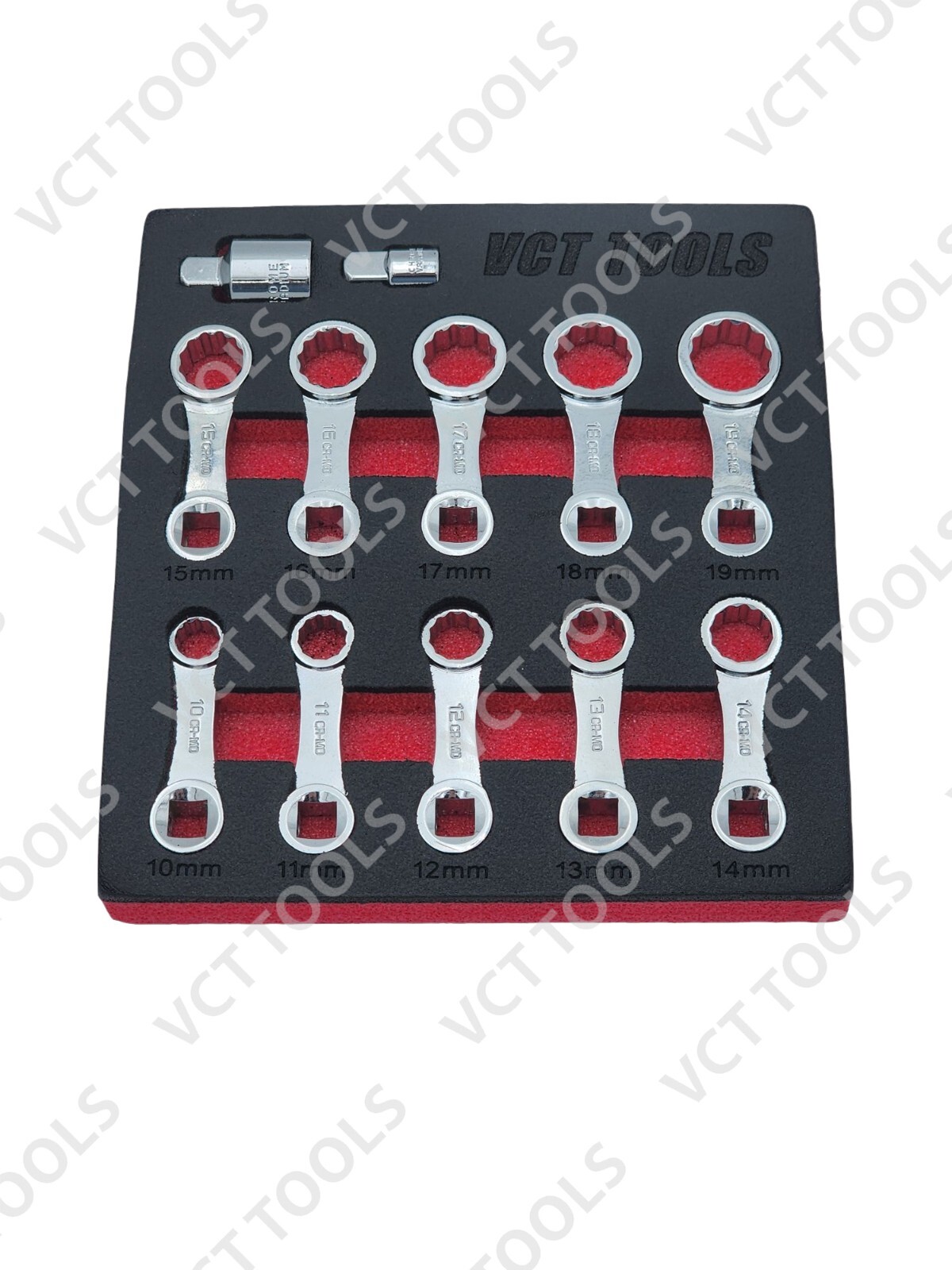 VCT 12Pc Metric 12-Point Box End Torque Adapter Extension Set, 3/8″ Dr. 10-19mm