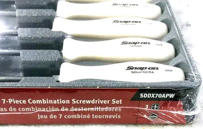 Snap On Tools PEARL WHITE 7pc Hard Handle Combination Screwdriver Set SDDX70APW