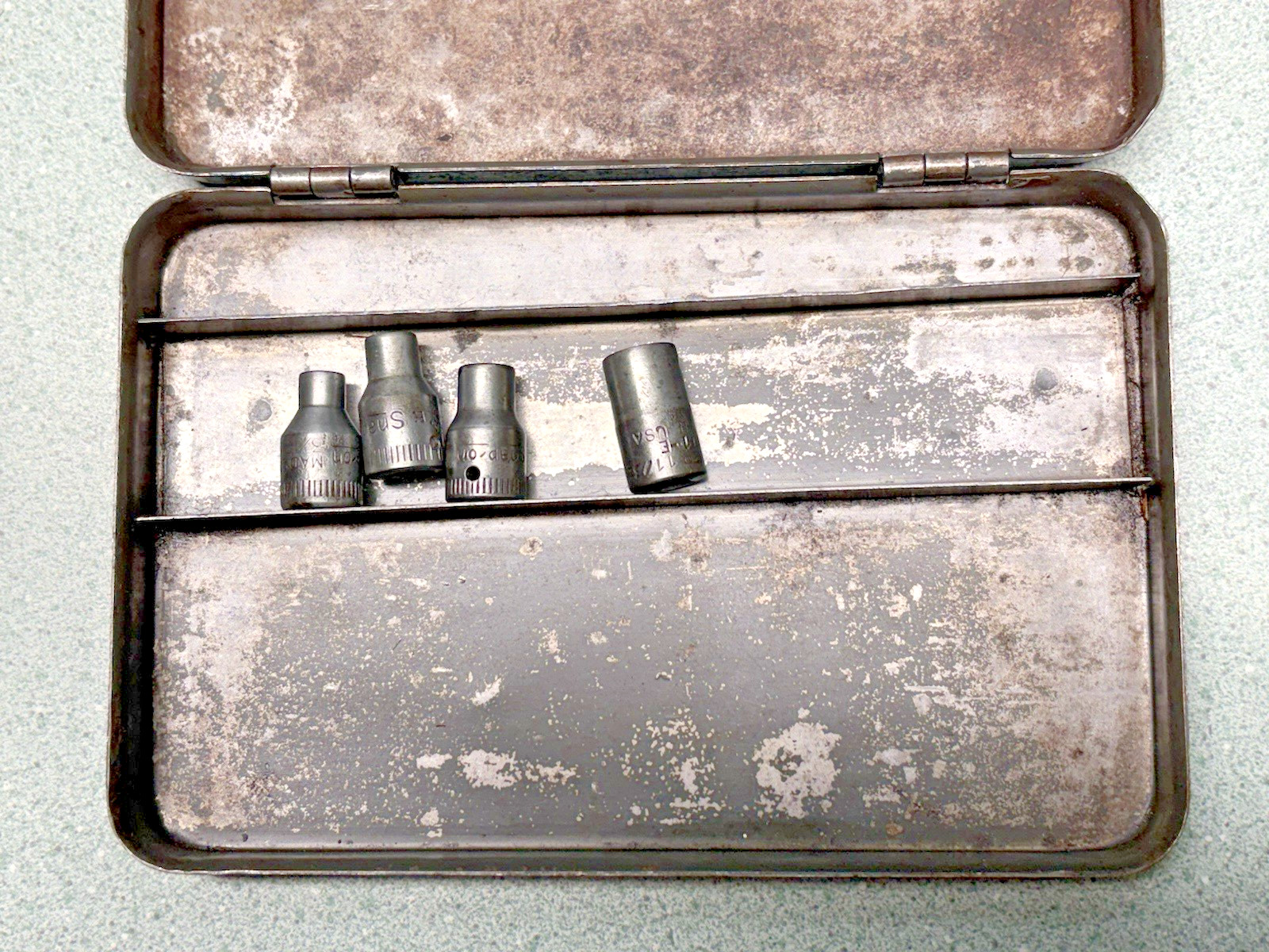 Vintage Snap-On Early Socket Wrench Set Case TM 6 7 8 11 E date 1944 RARE WWII