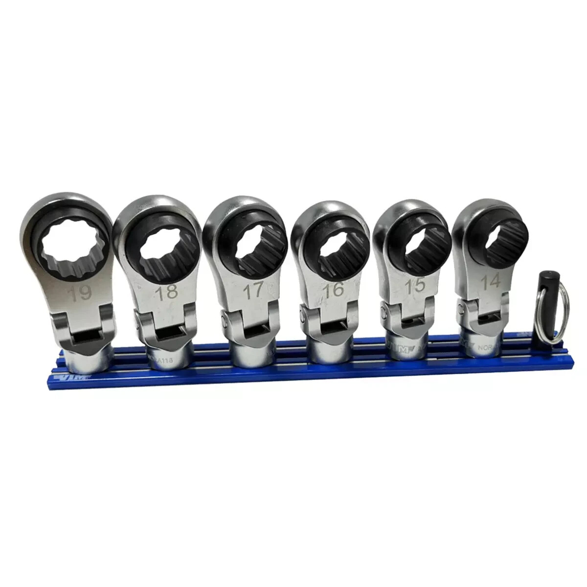 VIM Tools 6 Piece 12 Point Offset, Flex Head Ratcheting Wrench Attachments (14