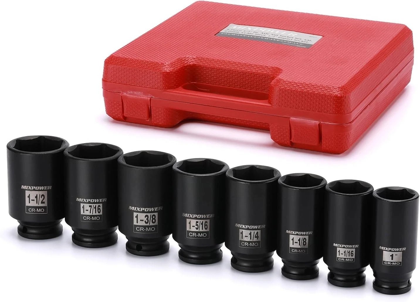 Professional 8-Piece 1/2-Inch Drive Deep Impact Socket Set – 6-Point Design