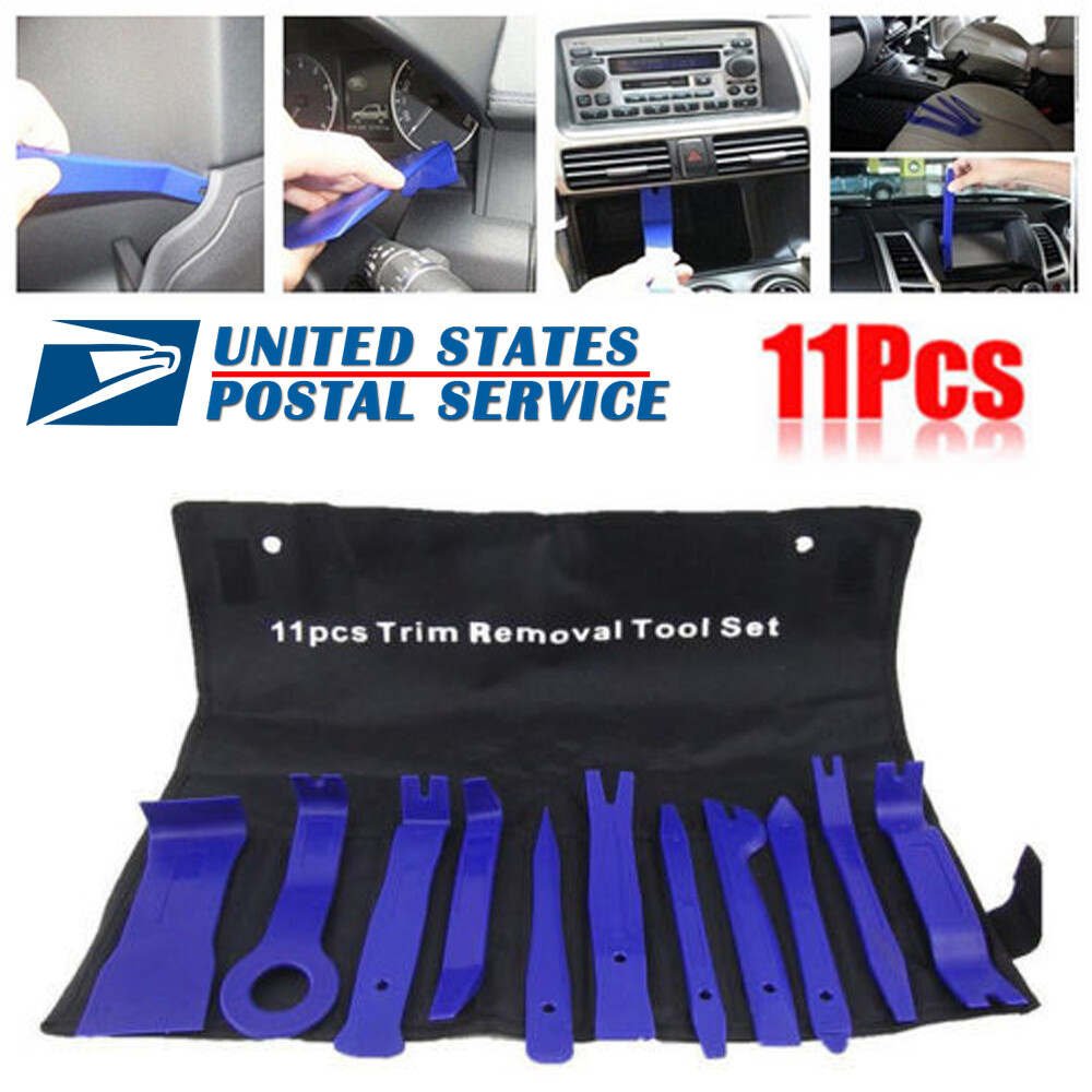 11pcs Trim Removal Tool Kit Trimmer Set Car Puller Door Pry Clip Plier Remover