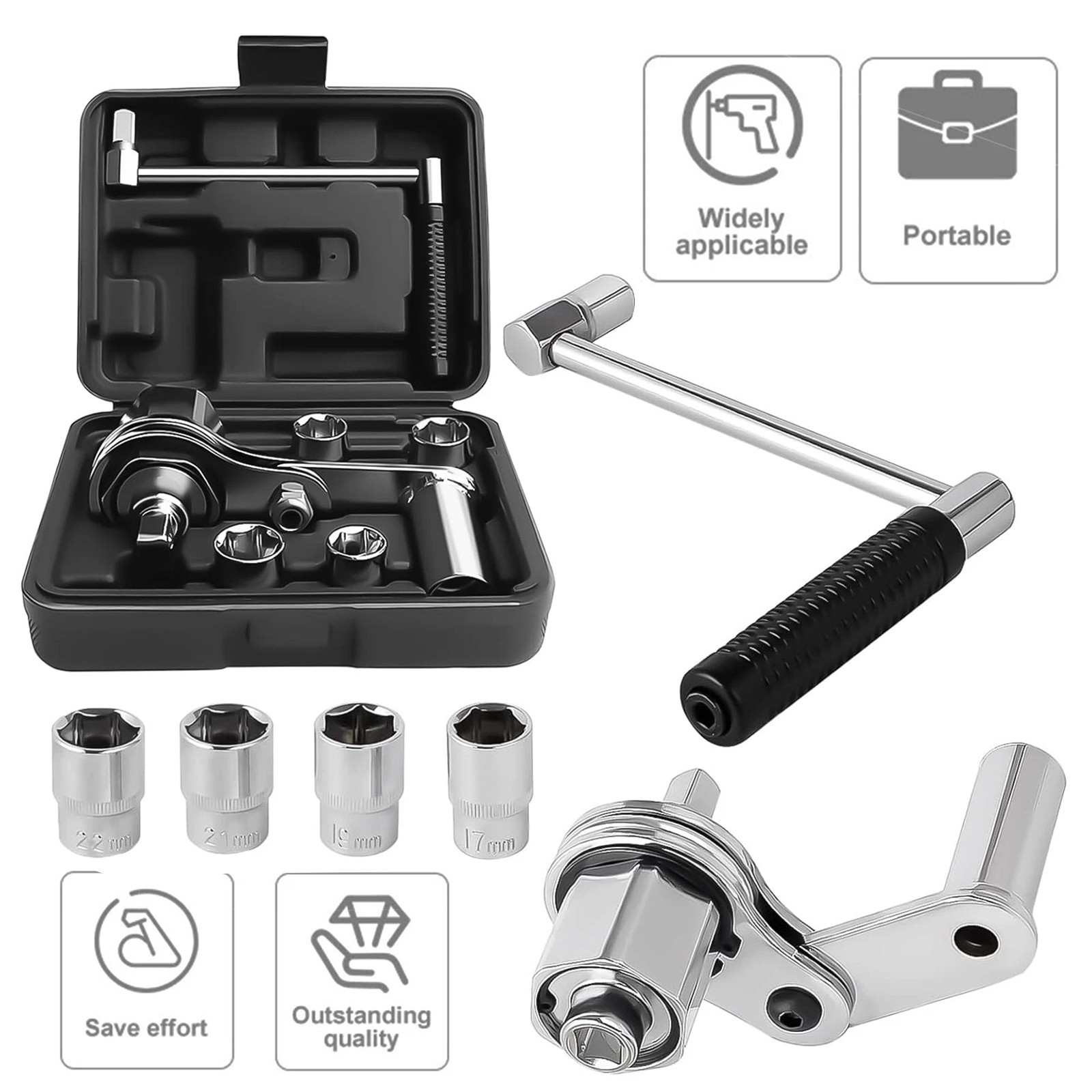 Heavy Duty Torque Multiplier Wrench Set Lug Nut Remover 17 19 21 22 Tire Change