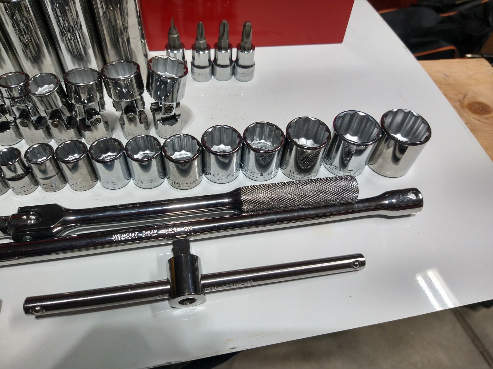 Wright Tool 348 SAE 3/8 Inch Drive Socket Set 6 8 12 Point with Bits Made In USA