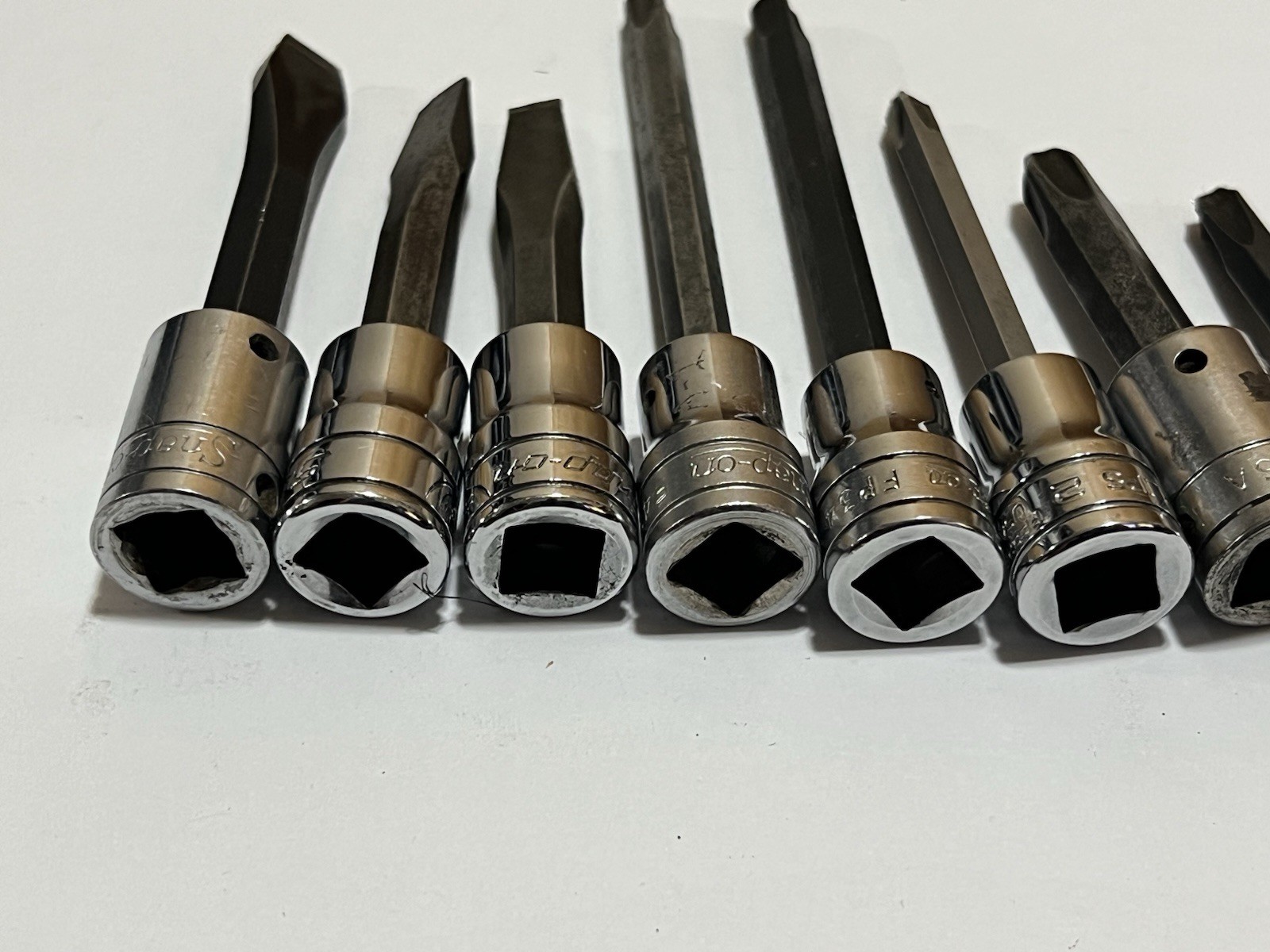 Snap On 3/8 Drive Drag Link Flat Tip and Phillips Socket Driver Set 9 pc USA