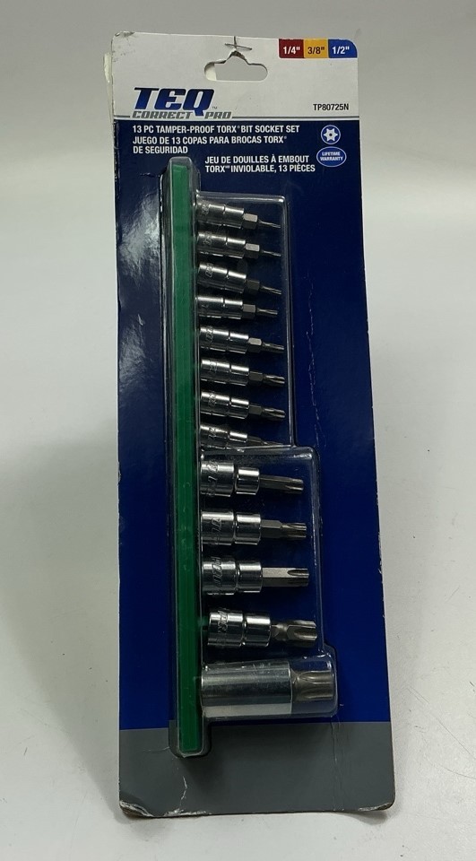 TEQ TP80725N 13-Piece Torx Tamper Proof Bit Socket Set: T7 – T60