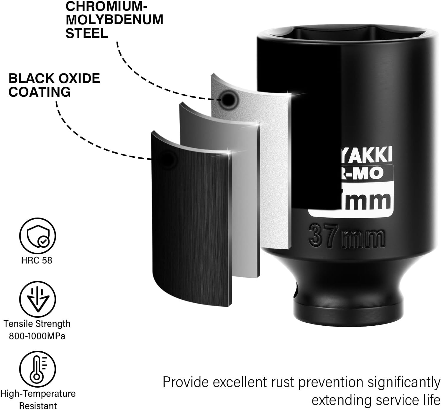 Innovative 1/2″ Drive 6PT Impact Socket – 37mm Deep, Built to Last and Perform