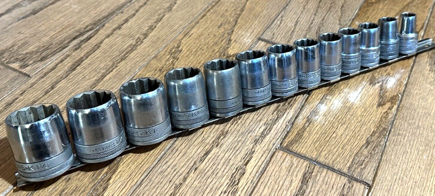 VTG SK Tools KNURLED Socket Set Shallow 1/2″ DR T Handle Breaker Bar Lot 12PT