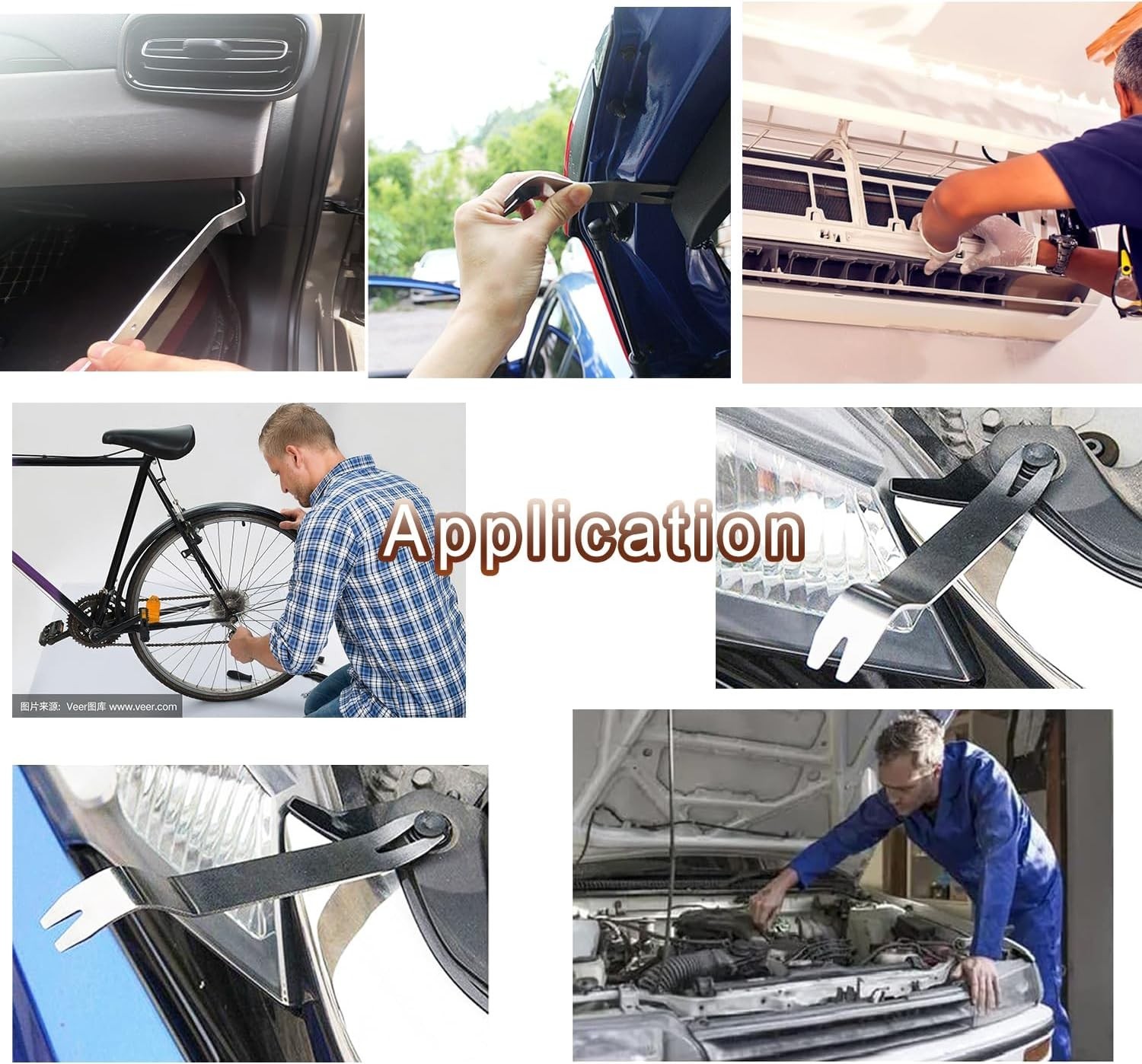 Stianless Steel, 6pcs Fastener Remover Tool kit, Metal Pry Tool Kit for Car D…