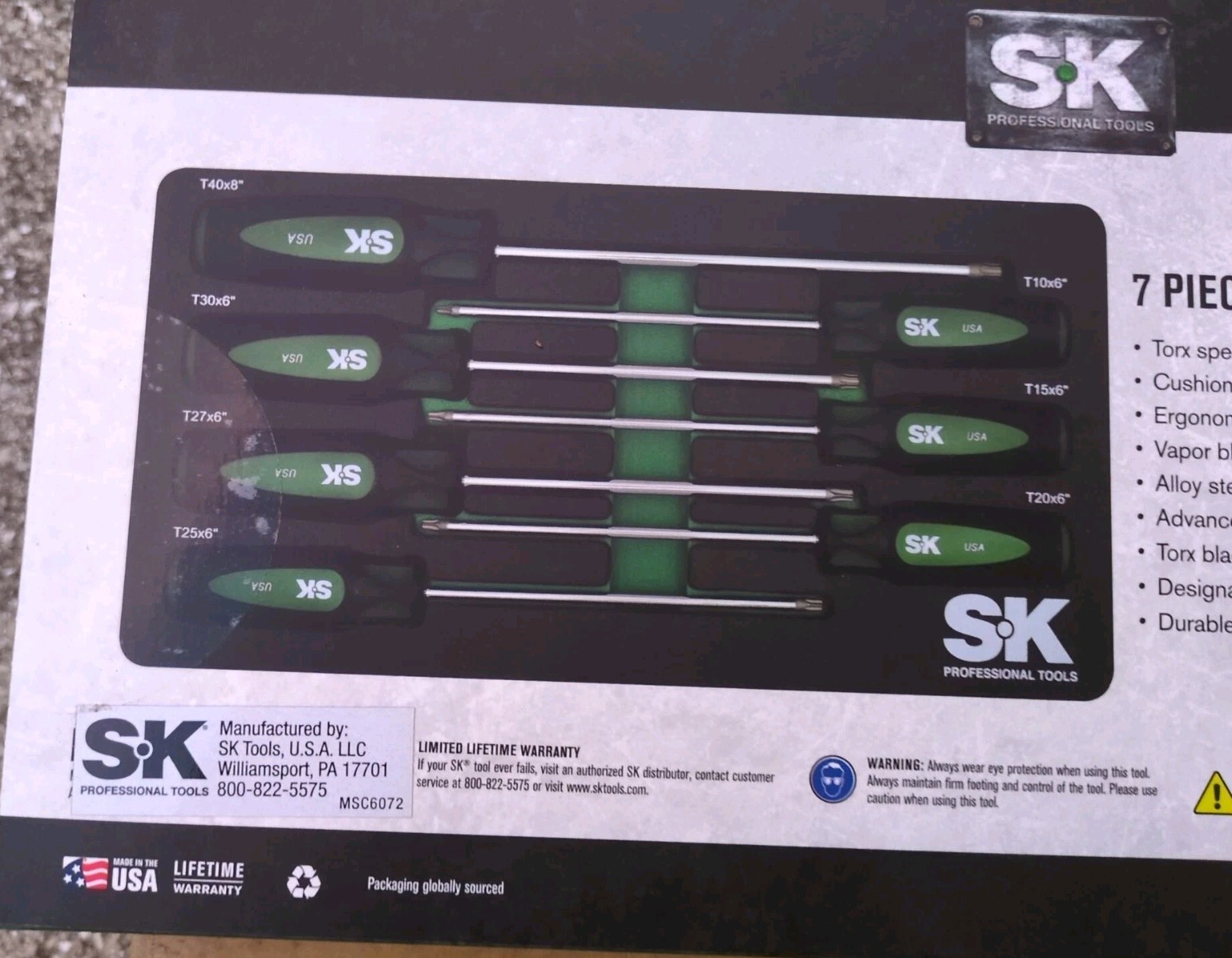 SK Professional Tools 7 Piece Cushion Grip Torx Screwdriver Set New Lifetime…