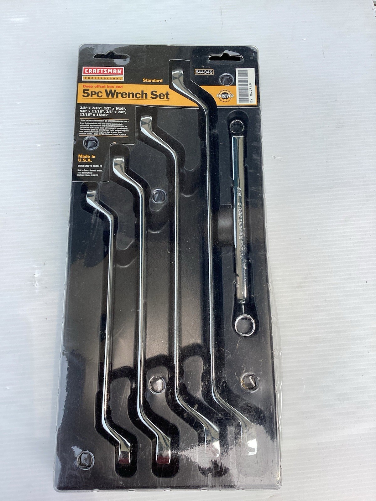 Sears Craftsman Professional 5pc Deep Offset Wrench Set 44349 SAE Full Polish