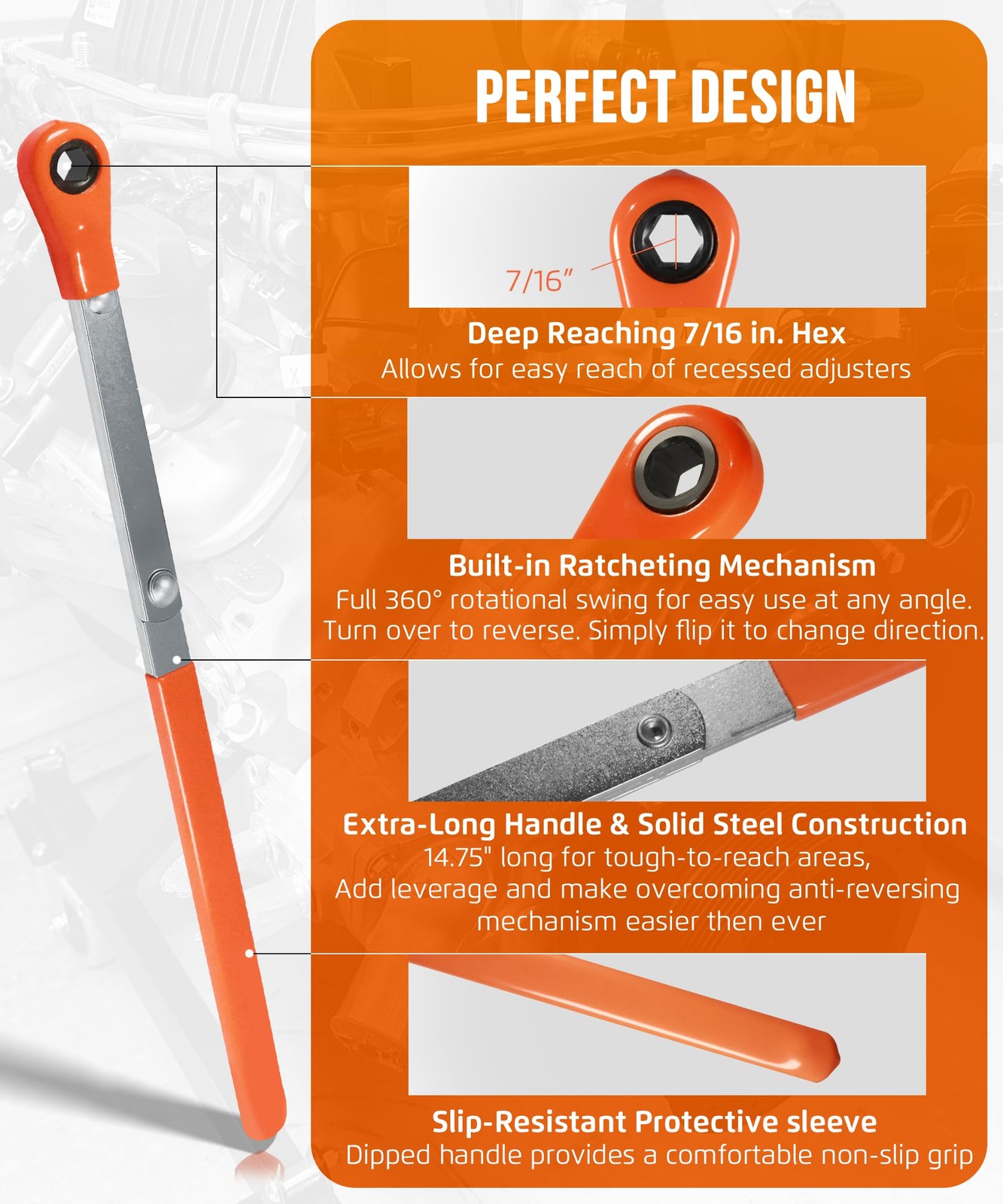 7578 7/16 Inch Automatic Slack Adjuster Wrench For HeavyDuty Trucks Brake