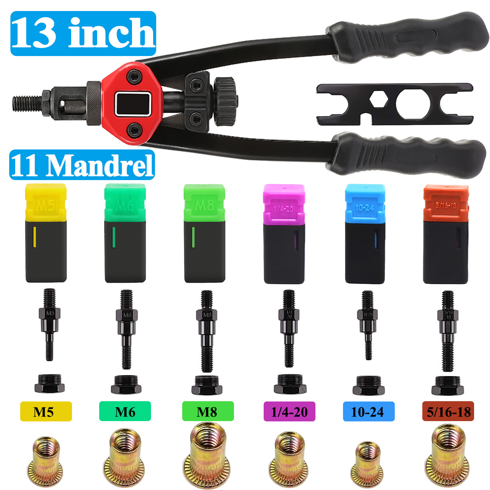 180pcs Easy Automatic Rivet Tool Set Dual-Hand Manual Metric&SAE Rivet Nut Tool