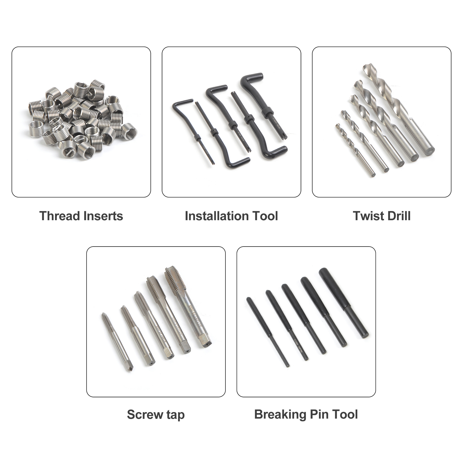338Pc Thread Repair Tool, HSS Drill Helicoil Kit, SAE 1/4″-1/2″/ Metric M5-M12