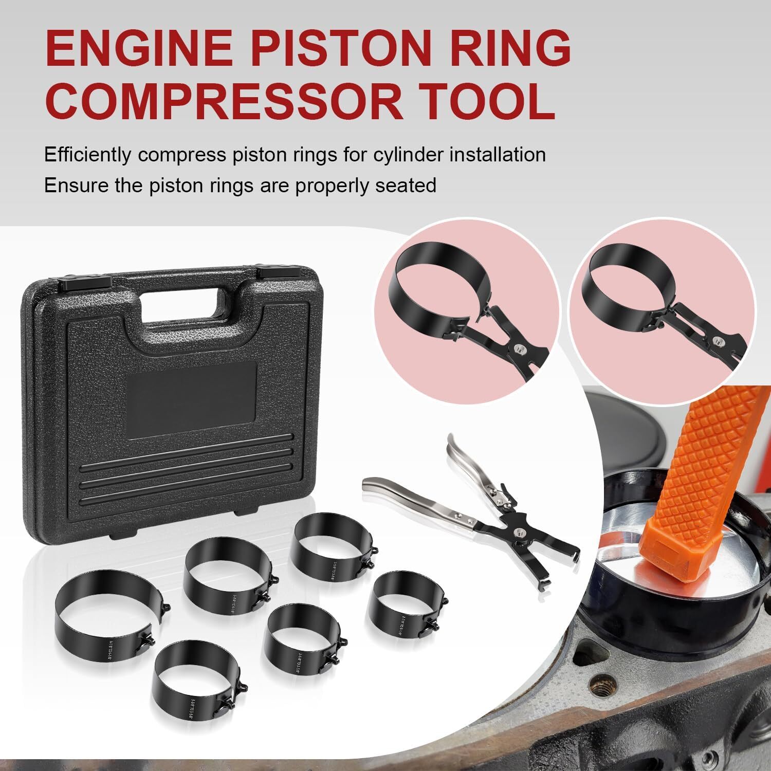 Piston Ring Compressor Tool Set 940387 Used for Car Engine,Vehicle Maintenance