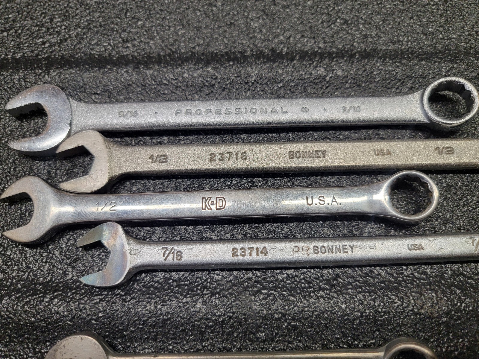 Vintage USA SAE combination wrench lot Proto Bonney K-D Indestro 8 Piece