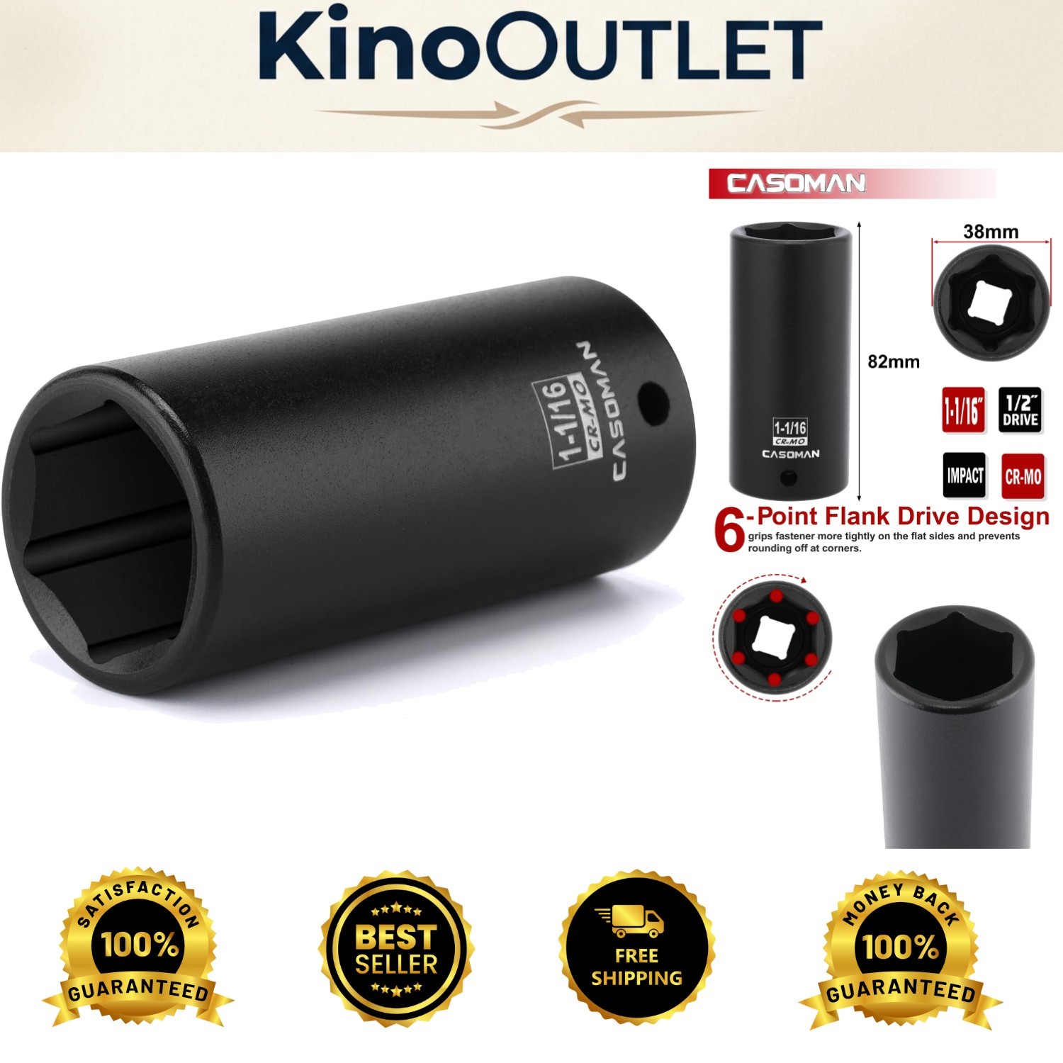 High-Performance 1/2″ Drive Deep Impact Socket – Corrosion-Resistant Finish