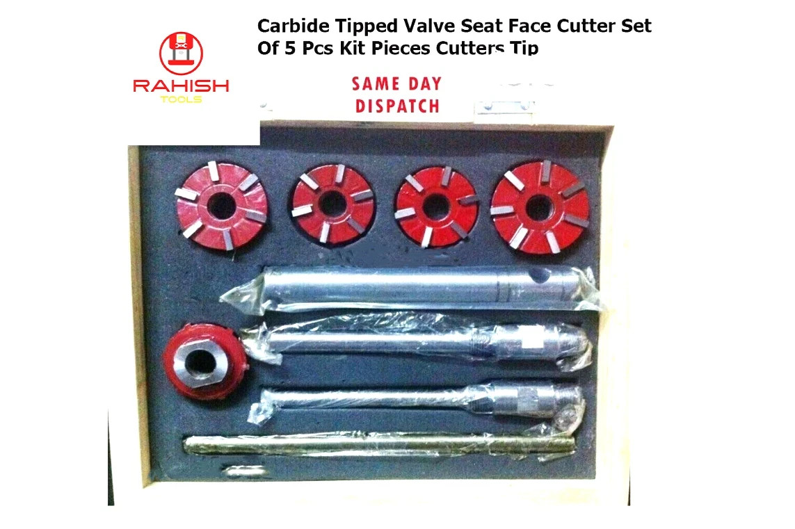 New Carbide Tipped Valve Seat Face Cutter Set 5 Pcs Kit Piece Cutters Tip USA