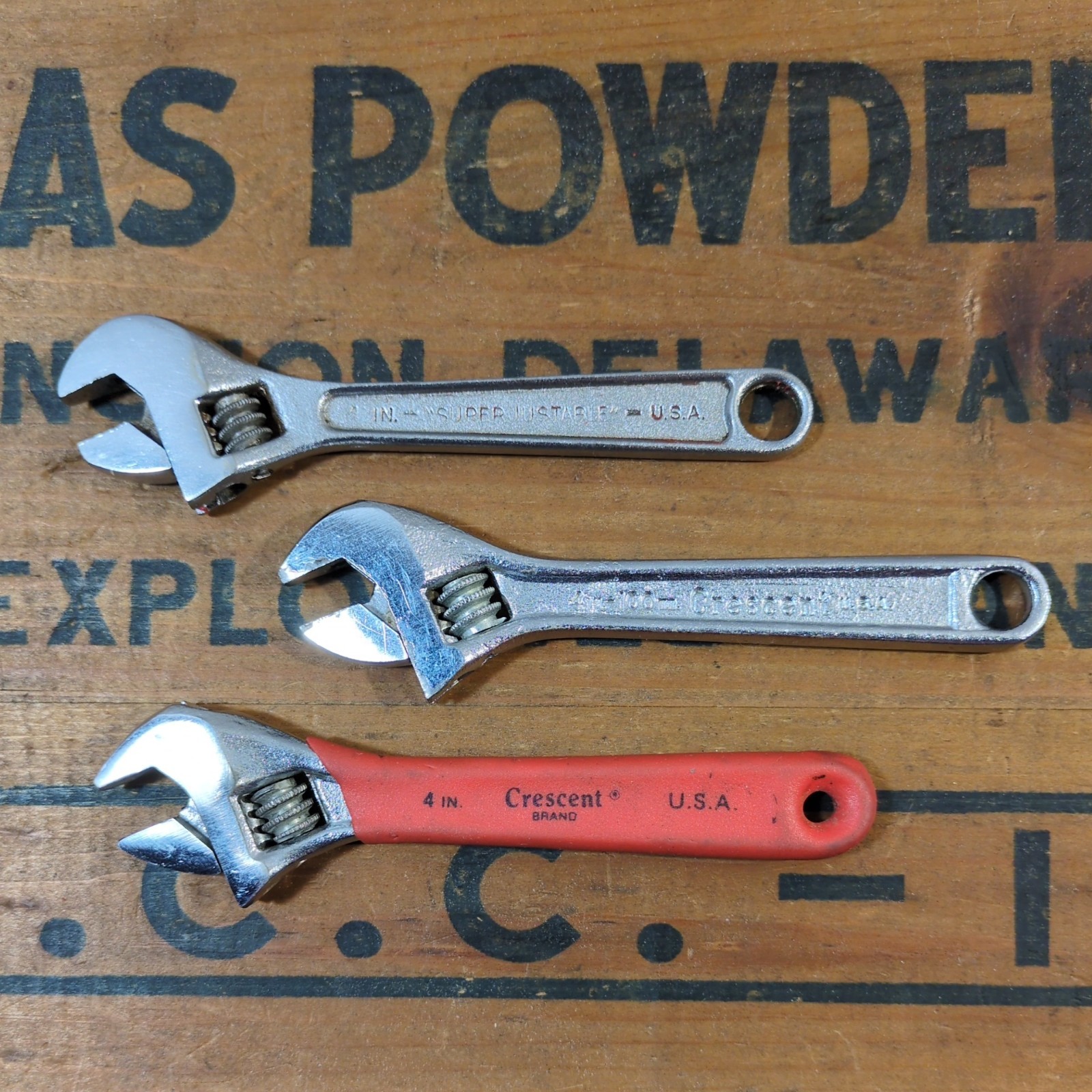 Vintage 4″ Adjustable Wrench USA Lot of 3, Crescent, JH Williams