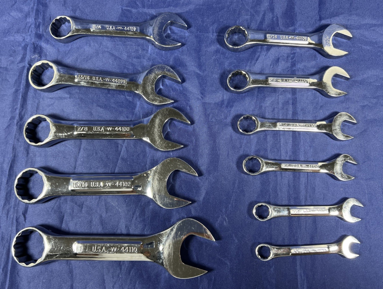 Set Of 11 Craftsman USA 12pt SAE Stubby Combination Wrench Set VV Series
