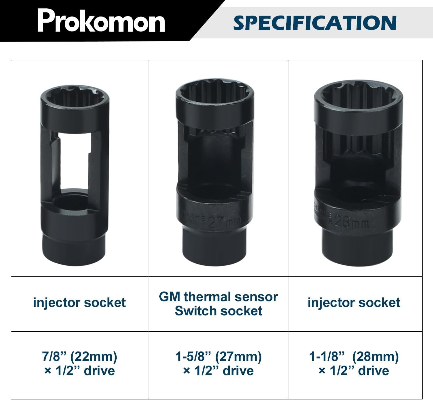 10pc O2 Oxygen Sensor Socket Wrench Removal Tool 3/8″ 1/2″ Drive x 7/8″ 22mm Set