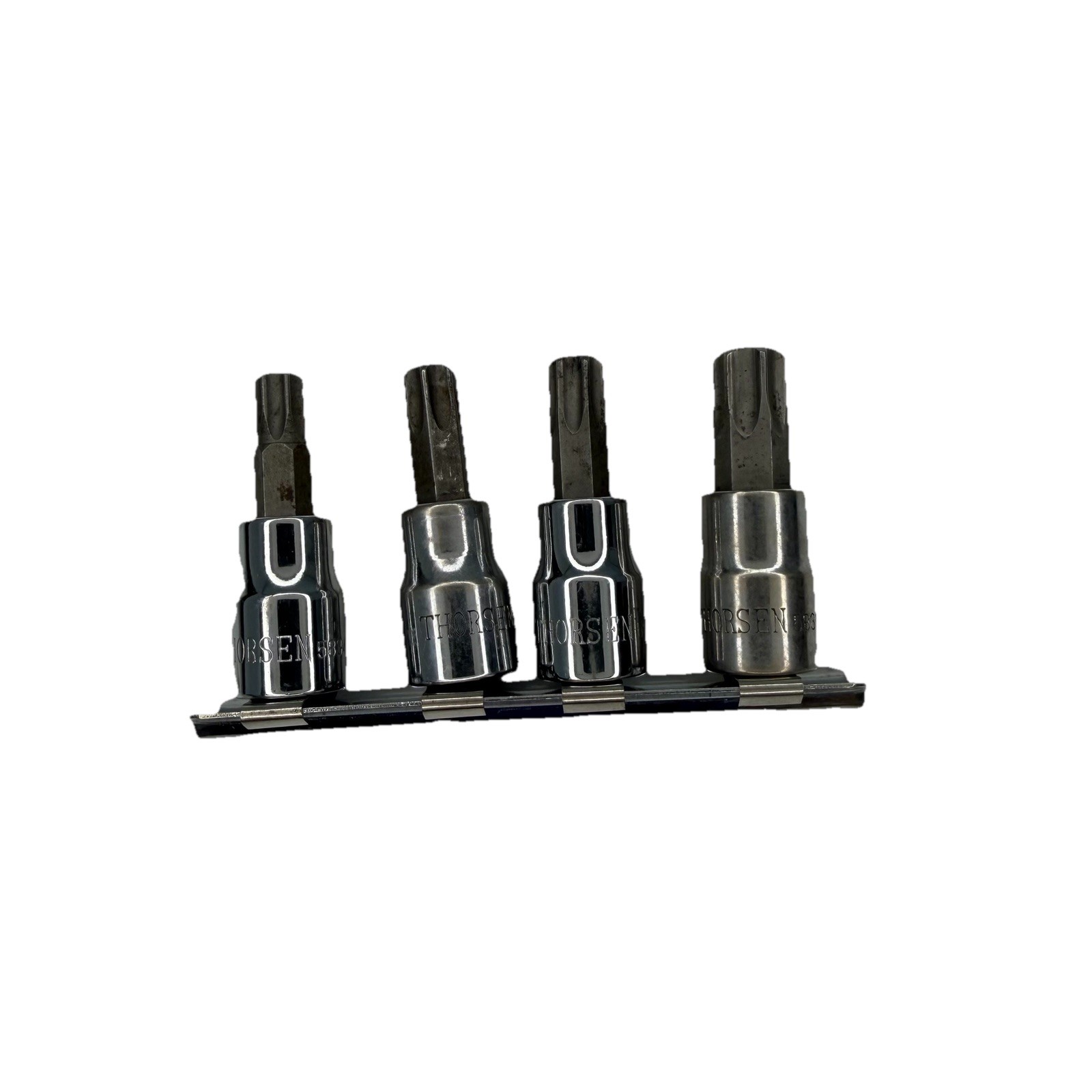 Thorsen T55 T50 T45 3/8″ dr Torx Star Bit Socket 58355 53350 58345 4Pc On Rail