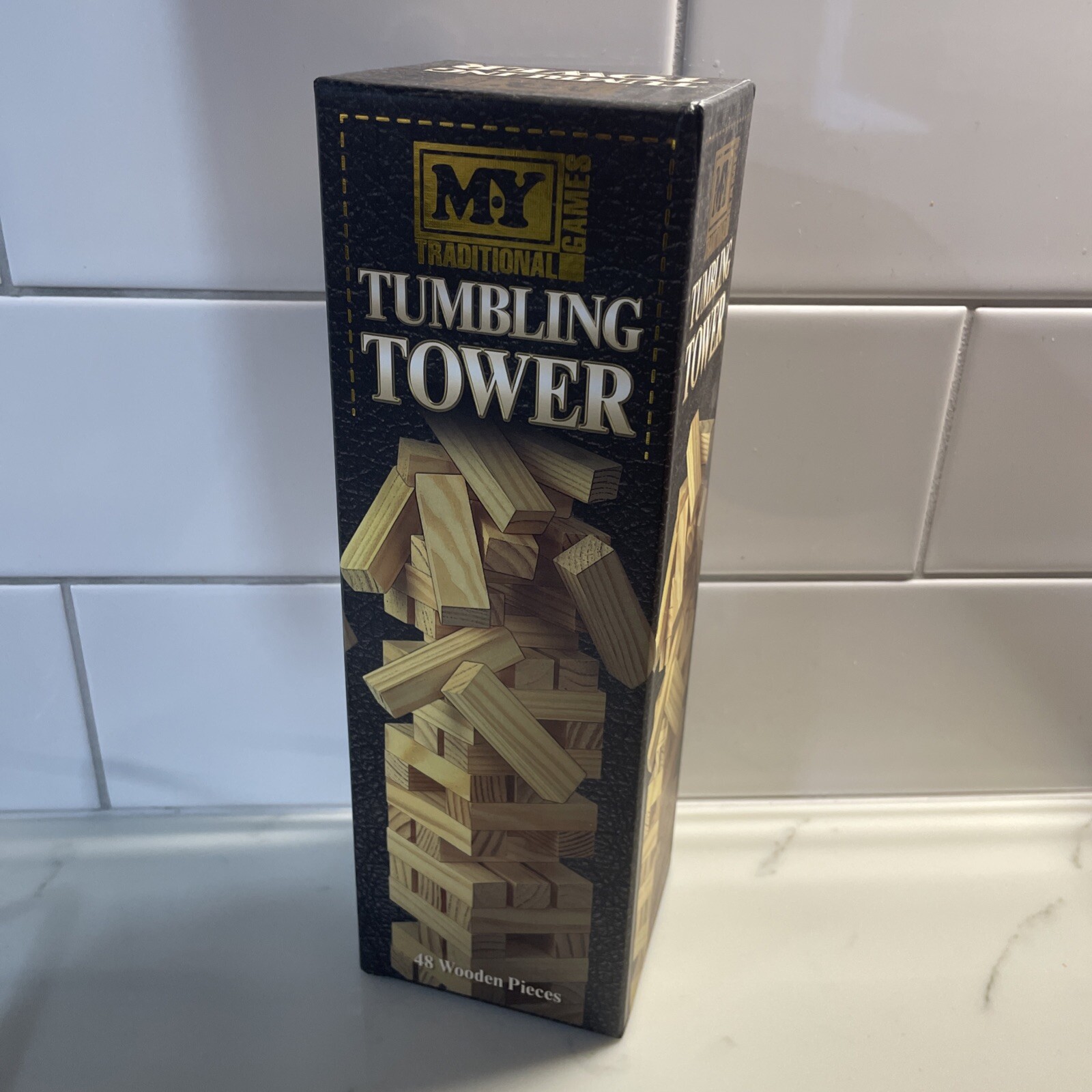 M.Y Traditional Tumbling Tower Game with 48 Wooden Pieces in Colour Gift Box