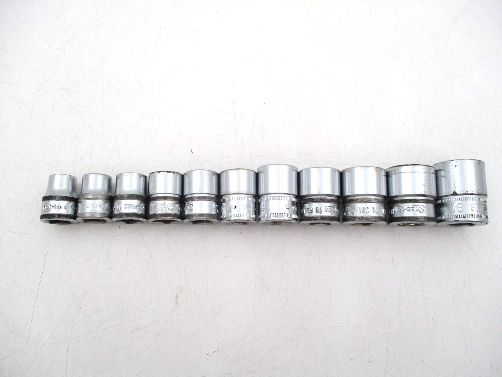 SNAP-ON 11 Pc Shallow Socket Set 3/8″ Drive 6 Point 9- 19mm 212FSMY Minus 8mm